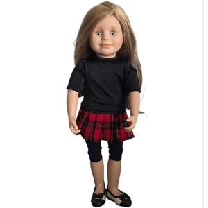Maplelea Girl Doll 18” Canadian AG Style Brown Hair Plaid Skirt Outfit Shoes